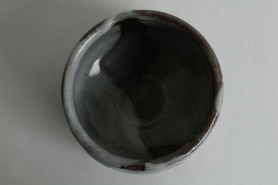 Mino ware Japanese Pottery Matcha Bowl Snowy White Glaze on Stone Silver