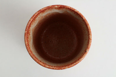 Mino ware Japanese Large Yunomi Chawan Tea Cup Akashino Orange Slightly Tapered