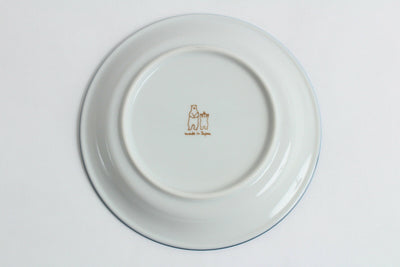 Mino ware Japanese Ceramics Round Plate/Dish White Bear Navy 6.5 inch