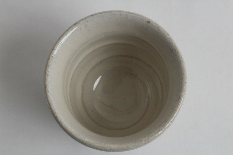 Mino ware Japanese Pottery Yunomi Chawan Tea Cup Cotton White Stripe Matte
