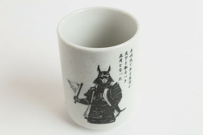 Mino ware Japanese Sushi Yunomi Chawan Tea Cup Akechi Mitsuhide Samurai Warrior