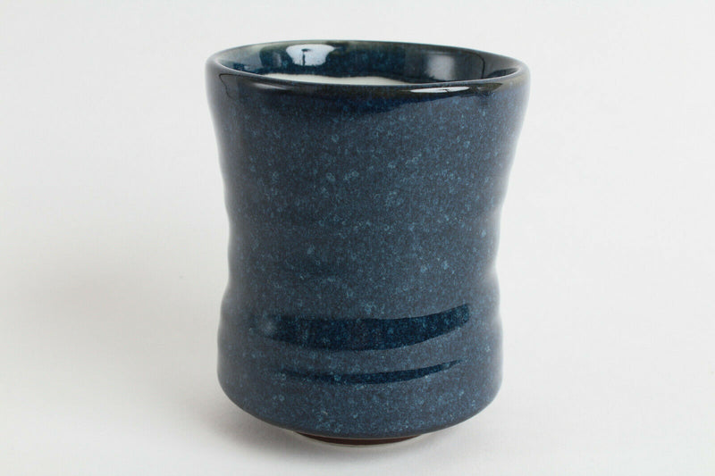 Mino ware Japan Pottery Yunomi Chawan Tea Cup Hourglass Shape Glossy Navy