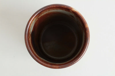 Mino ware Japanese Pottery Yunomi Chawan Tea Cup Burnt Brown w/Black Line