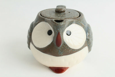 Mino ware Japanese Pottery Teapot Kyusu Owl Shape Stone Charcoal made in Japan