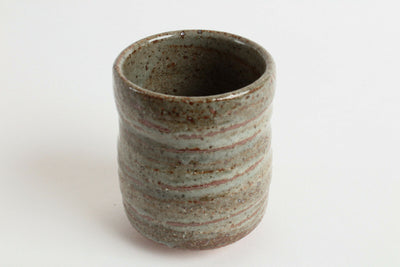 Mino ware Japanese Pottery Yunomi Chawan Tea Cup Cedar Brown Stripe Japan