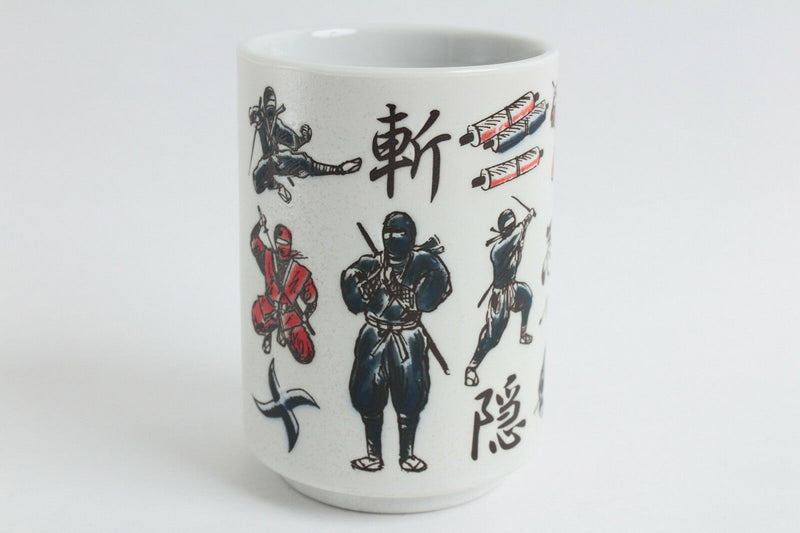 Mino ware Japanese Sushi Yunomi Chawan Tea Cup Ninja Warrior & Weapons