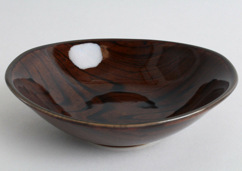 Mino ware Japanese Ceramics Oval Mini Plate/Dish Wood Grain pattern Brown