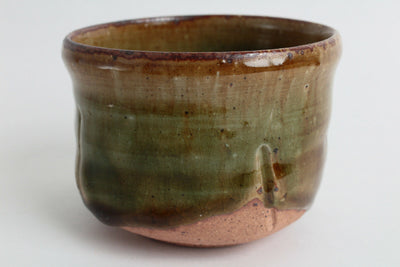 Mino ware Japanese Pottery Yunomi Tea Cup (Mini Matcha Bowl) Mint Green & Brown