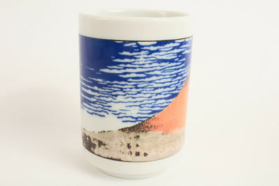 Mino ware Japan Ceramics Sushi Yunomi Chawan Tea Cup Red Mt. Fuji