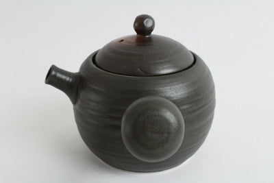 Mino ware Japanese Pottery Teapot Kyusu Kuroiga Fukidama Black & Brown