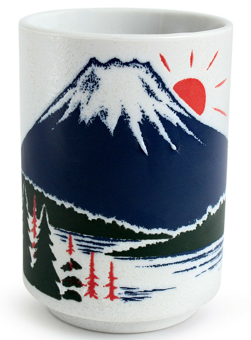 Mino ware Japanese Sushi Yunomi Chawan Tea Cup Sunrise from Blue Mt. Fuji