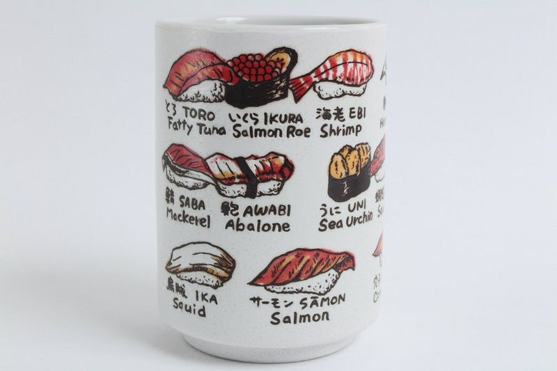 Mino ware Japanese Sushi Yunomi Chawan Tea Cup Various Sushi Neta Ingredient