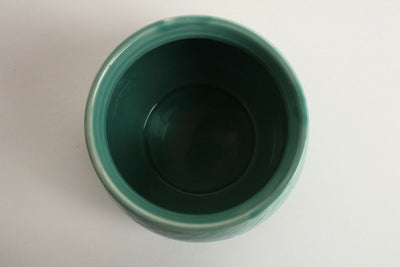 Mino ware Japan Pottery Vase Emerald Green Diagonal Stripe Glossy