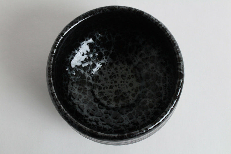 Mino ware Japanese Pottery Tea Ceremony Matcha Bowl Black Bubble Yohentenmoku