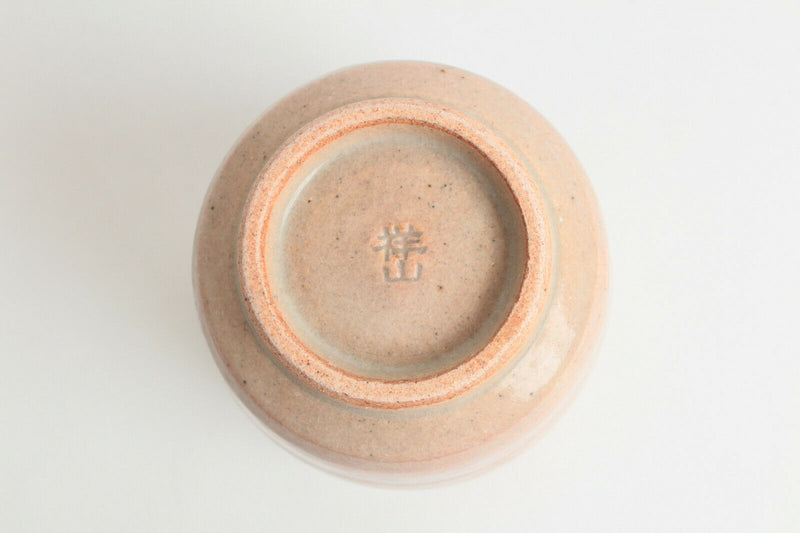 Mino ware Japanese Pottery Yunomi Chawan Tea Cup Grape on Pale Pink White Stripe