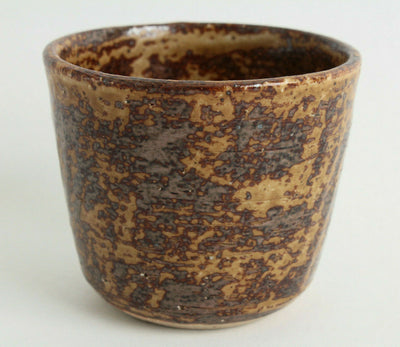 Seto ware Japanese Yunomi Chawan Tea Cup Sobachoko Brown & Ocher made in Japan