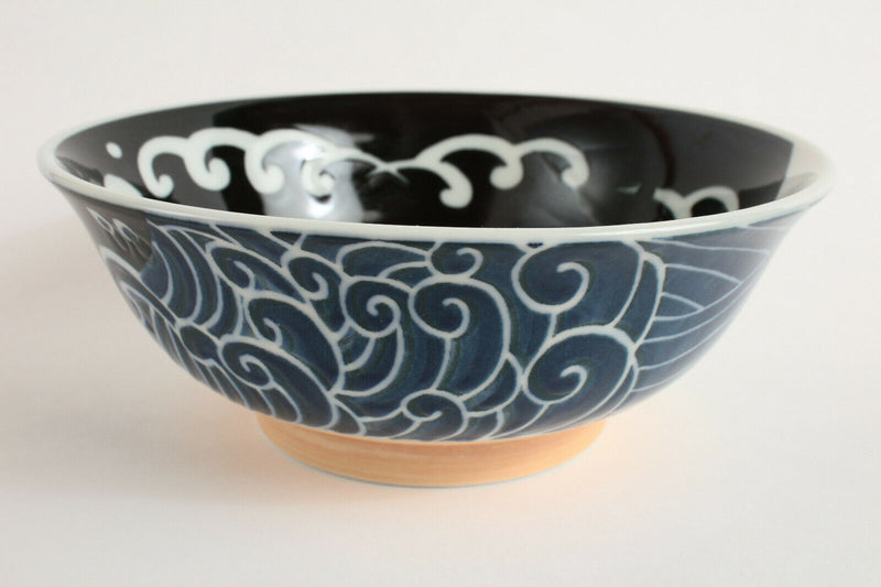 Mino ware Japanese Ceramics Ramen Noodle Donburi Bowl Whale & Wave made in Japan