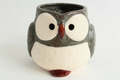 Mino ware Japanese Pottery Mug Cup Owl Shape Stone Charcoal made in Japan