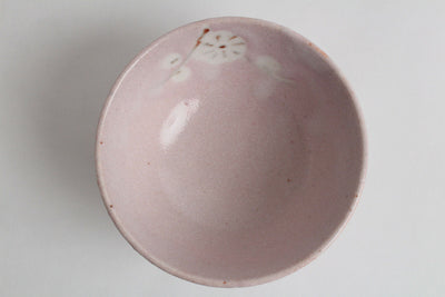 Mino ware Japanese Pottery Rice Bowl Sakura Cherry Blossom Pink & Brown