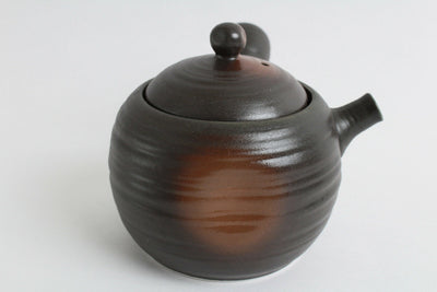 Mino ware Japanese Pottery Teapot Kyusu Kuroiga Fukidama Black & Brown