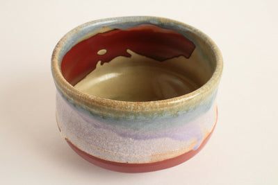 Mino ware Japanese Pottery Tea Ceremony Matcha Bowl Creamy Purple & Red  Japan