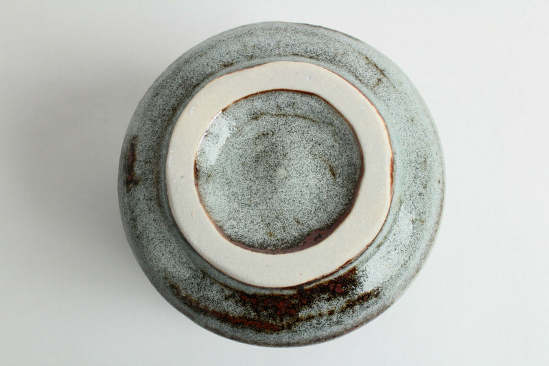 Mino ware Japanese Sushi Yunomi Chawan Wide Tea Cup Gray & Emerald Green Glaze