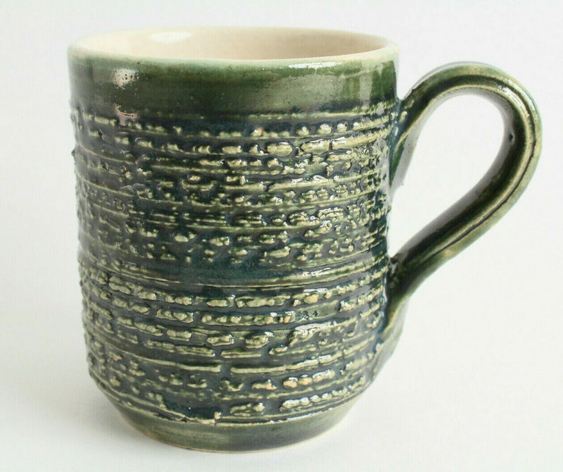 Seto ware Japanese Pottery Mug Cup Forest Green Dotted Line Pattern madein Japan