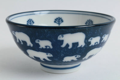 Mino ware Japanese Ceramics Rice Bowl Polar Bear Navy made in Japan