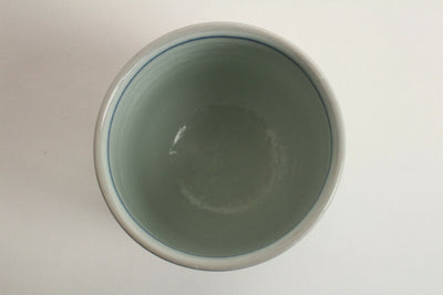 Mino ware Japan Pottery Yunomi Chawan Tea Cup Smiling Mountain Hermit Pale Blue