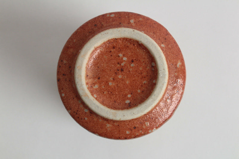Mino ware Japanese Pottery Yunomi Chawan Tea Cup Iga Red Bronze Orange & Ocher