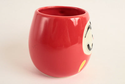 Mino ware Japanese Pottery Mug Cup Daruma Shape Candy Red made in Japan