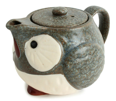 Mino ware Japanese Pottery Teapot Kyusu Owl Shape Stone Charcoal made in Japan
