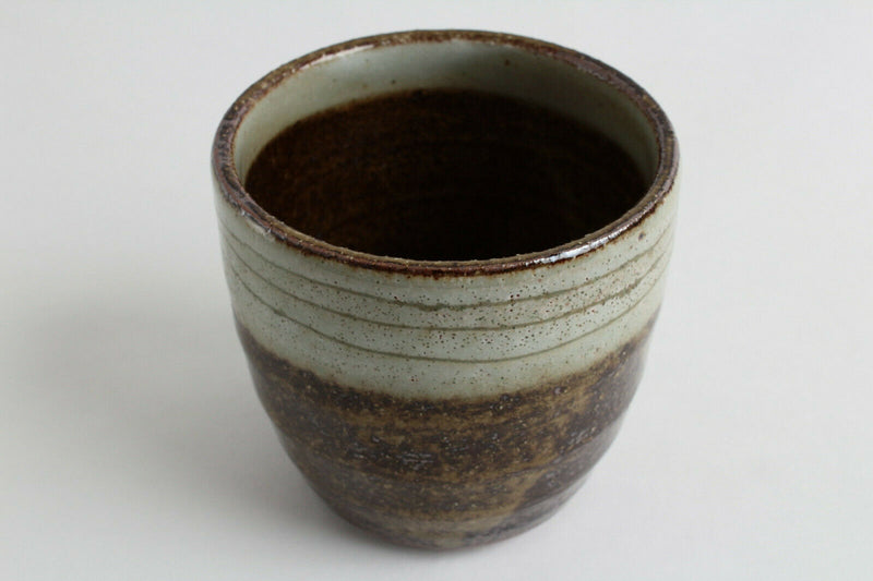 Mino ware Japanese Pottery Yunomi Chawan Large Tea/Rock Cup Cream White & Brown