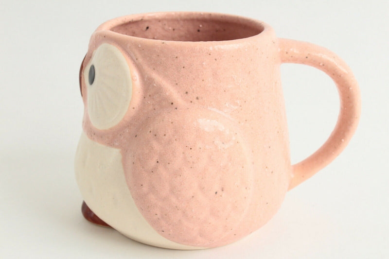 Mino ware Japanese Pottery Mug Cup Owl Shape Carnation Pink made in Japan