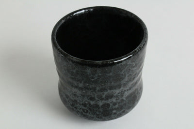 Mino ware Japanese Sushi Yunomi Chawan Wide Tea Cup Kokuyu-yohen Black