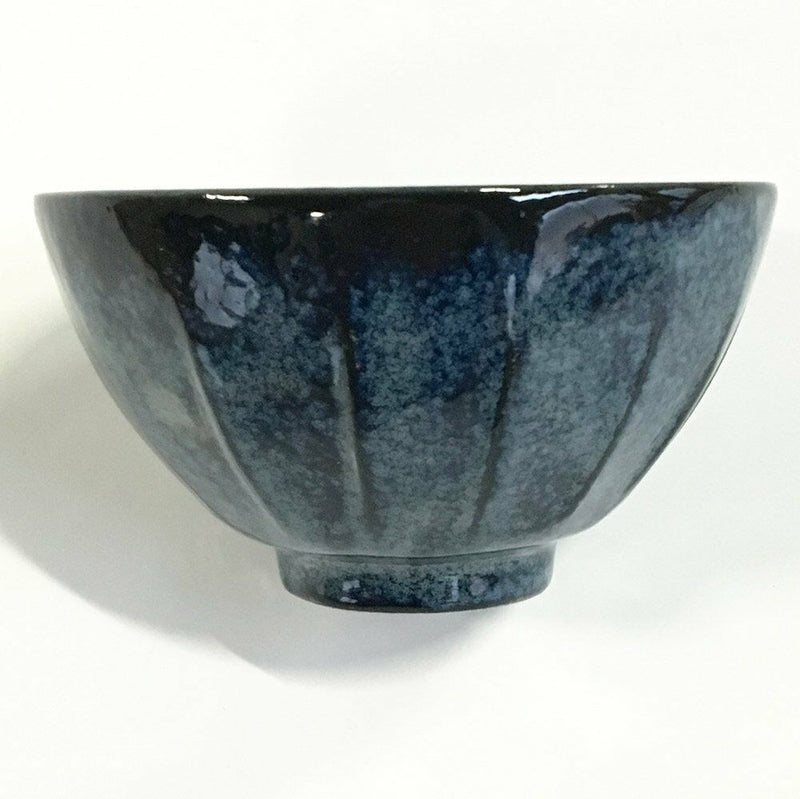 Mino ware Japanese Rice Bowl Ainoyuki Snowflake on Blue made in Japan