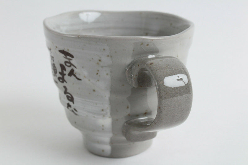 Mino ware Japanese Pottery Mug Cup Jizo Stone Statue Gray Sanaegama Japan