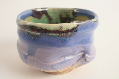 Mino ware Japanese Tea Ceremony Matcha Bowl Amethyst Purple w/ Ocher Glaze
