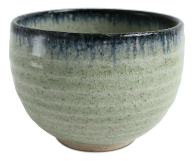 Mino ware Japan Pottery Large Bowl Mint Green & Navy Crackled (Matcha/Rice)