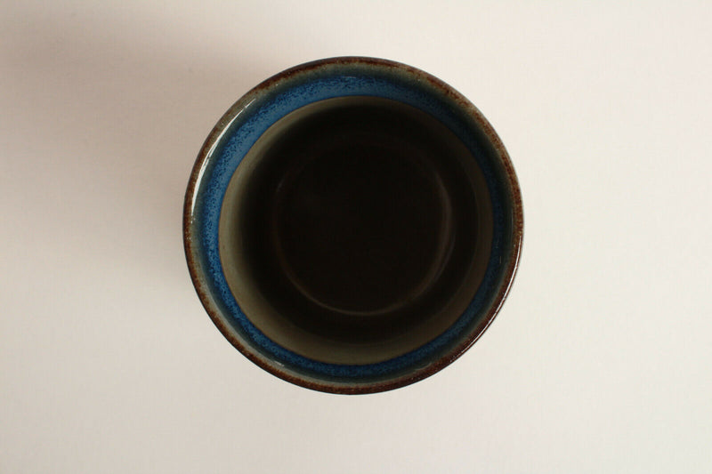 Mino ware Japan Pottery Yunomi Chawan Tea Cup Denim Blue & Moss Green