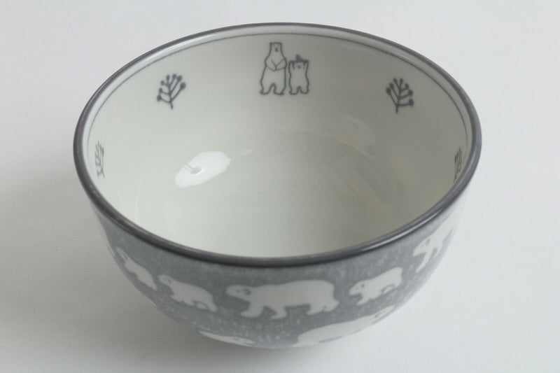 Mino ware Japanese Ceramics Large Bowl Polar Bear Gray made in Japan