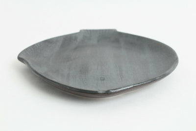 Seto ware Japanese Pottery Dish Plate Mola Mola Fish shape Matte Black