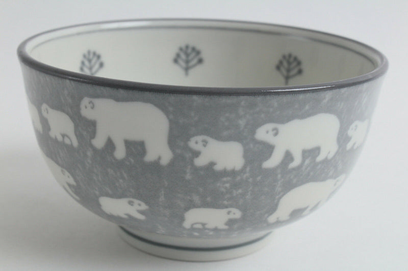 Mino ware Japanese Ceramics Large Bowl Polar Bear Gray made in Japan