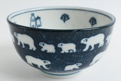 Mino ware Japanese Ceramics Large Bowl Polar Bear Navy made in Japan