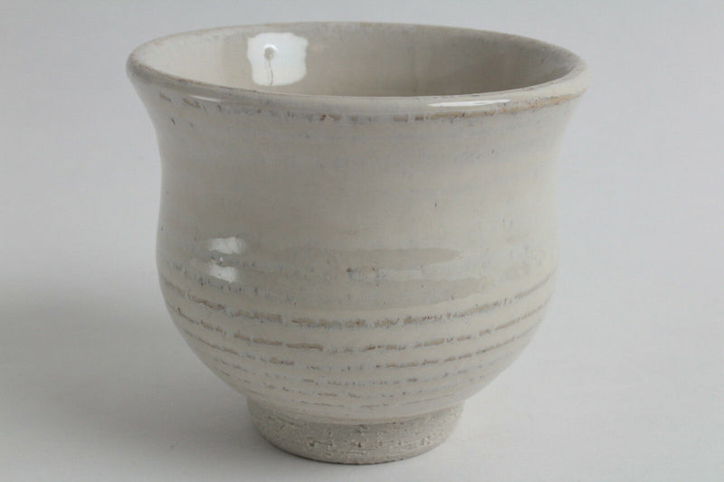 Mino ware Japanese Pottery Yunomi Chawan Tea Cup Cotton White Stripe Matte