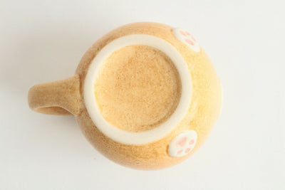 Mino ware Japanese Pottery Mug Cup Cat Shape Honey Yellow made in Japan
