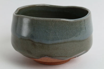Mino ware Japan Pottery Tea Ceremony Matcha Bowl Moss Green & Sapphire Blue