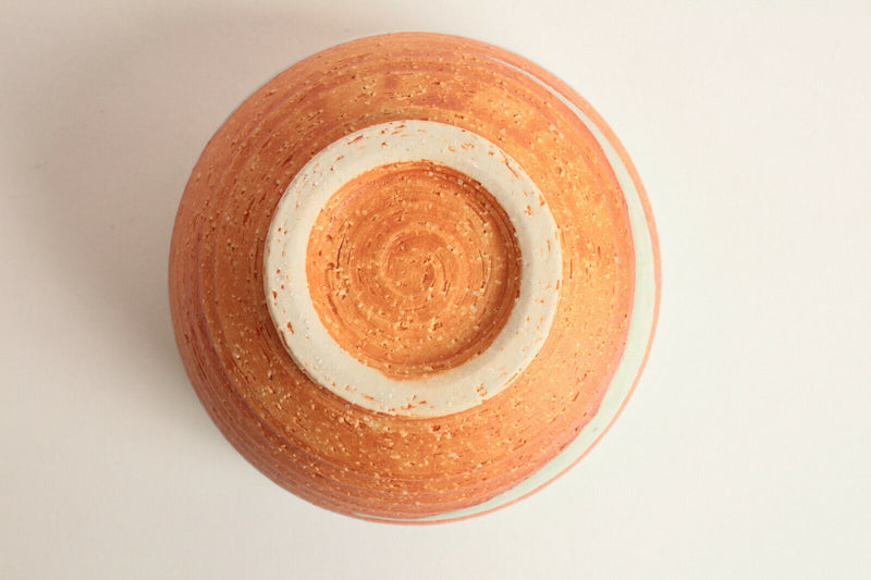 Mino ware Japan Pottery Large Bowl Sage Green on Orange Crackled (Matcha/Rice)