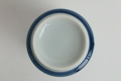 Mino ware Japanese Yunomi Chawan Tea Cup Blue Flowers on Light Blue Straight