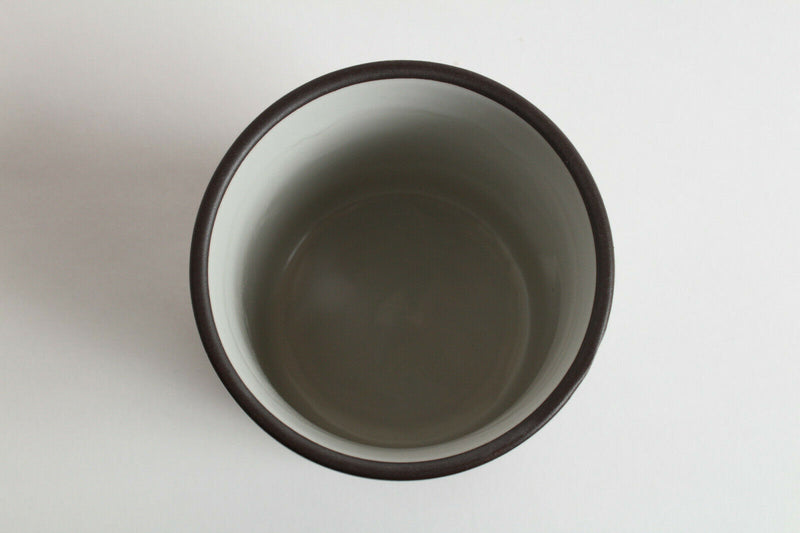 Mino ware Japanese Sushi Yunomi Chawan Tea Cup Fish Kanji Letters White & Brown